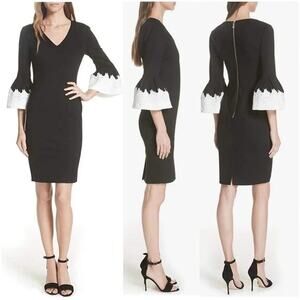 Ted Baker Women's Size 2 Rastrel Bell Sleeve‎ Dress Black Sheath Cocktail